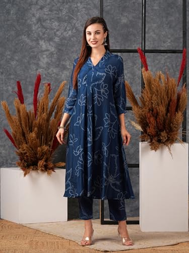 GoSriKi Women's Rayon Viscose Printed A-Line Kurta with Pant - Image 7