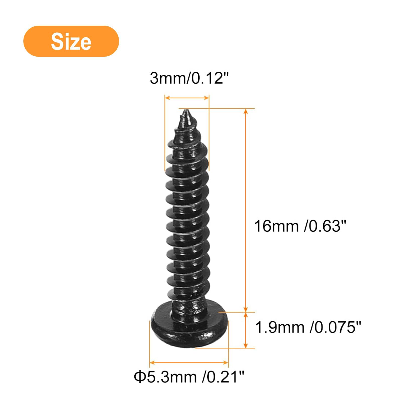 TA-VIGOR 100Pcs Self Tapping Screws, M3 Phillips Pan Head Screw, 16mm Round Head Tapping Screws - Image 2