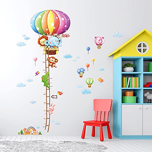 DECOWALL SG2-1606 Animal Hot Air Balloon Height Growth Chart for Kids Wall Stickers Cute Monkey Watercolor Decals Removable for Nursery Bedroom Living Room Art murals Decorations - Image 4