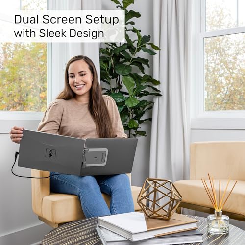 Image of SideTrak Swivel 14 inch Portable Monitor for Laptop, Screen Extender with Patented Swivel Hinge, Attachable Travel Monitor, Dual Screen FHD Display, USB-C & HDMI, (Dark Gray)