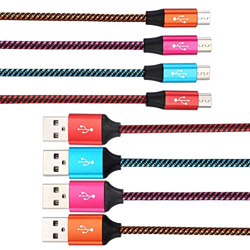Micro Usb Cable,Bynccea High Speed Cell Phone Charger Android Charger Cable 6Ft [4-Pack] Nylon Braided Fast Charging Cord Compatible With Samsung Galaxy S6 S7 Edge J3 J7,Lg,Htc,Motorola,Sony,Xbox,Ps4 #TOP4