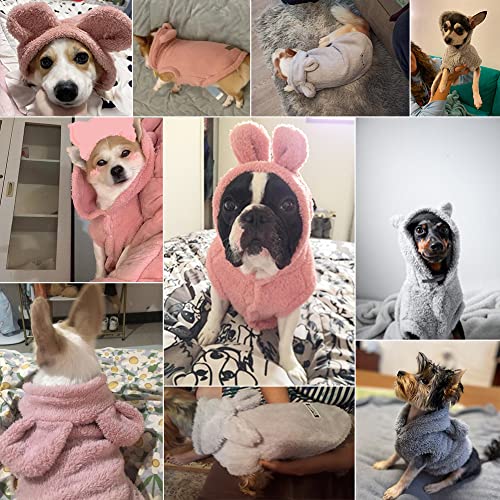 Flutnel Plush Dog Hoodie Grey Pet Clothes for Dog Pajamas Coat Sweaters Puppy with Hat Dog Small Medium Dog - Image 4