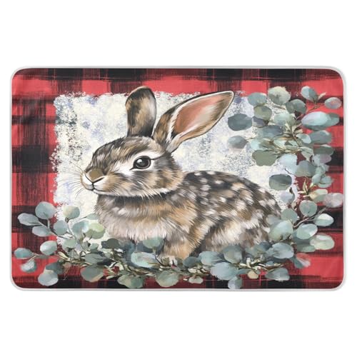 Extra Large Resuable Changing Pad Covers Highly Absorbent Pads for Bed Non-Slip Pee Mats for Children Adults Pets 52x34in Buffalo Plaid Rabbit Bunny Eucalyptus Easter