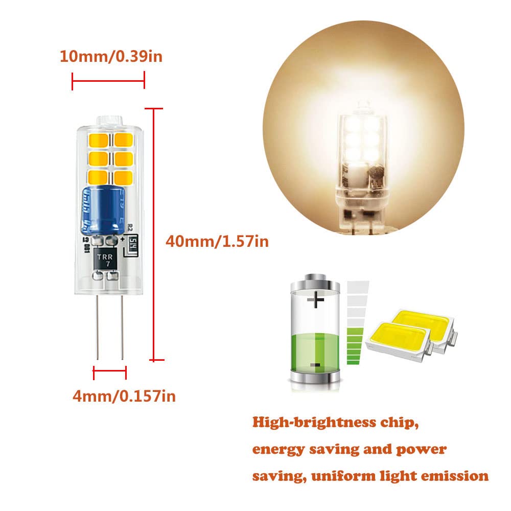 Bangshuo G4 LED Bulbs 2 W Pack of 10 LED Bulbs Replacement 20 W Halogen Lamps Warm White 3000 K 200 LM AC220-240 V LED Bulb G4 LED Bulb Not Dimmable - Image 2
