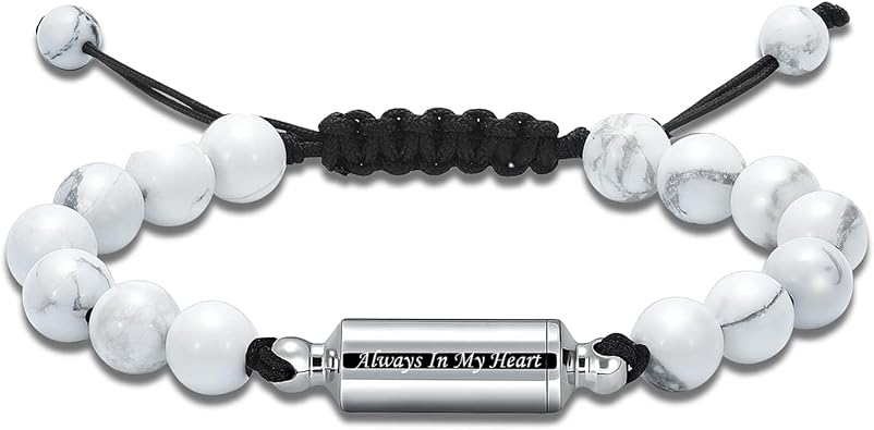 Hearbeingt Cremation Jewelry Urn Bracelet for Ashes Braided Rope Beads