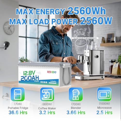Image of Redodo 2-Pack 12V 200Ah LiFePO4 Battery, 200A BMS, for RV, Marine, Solar