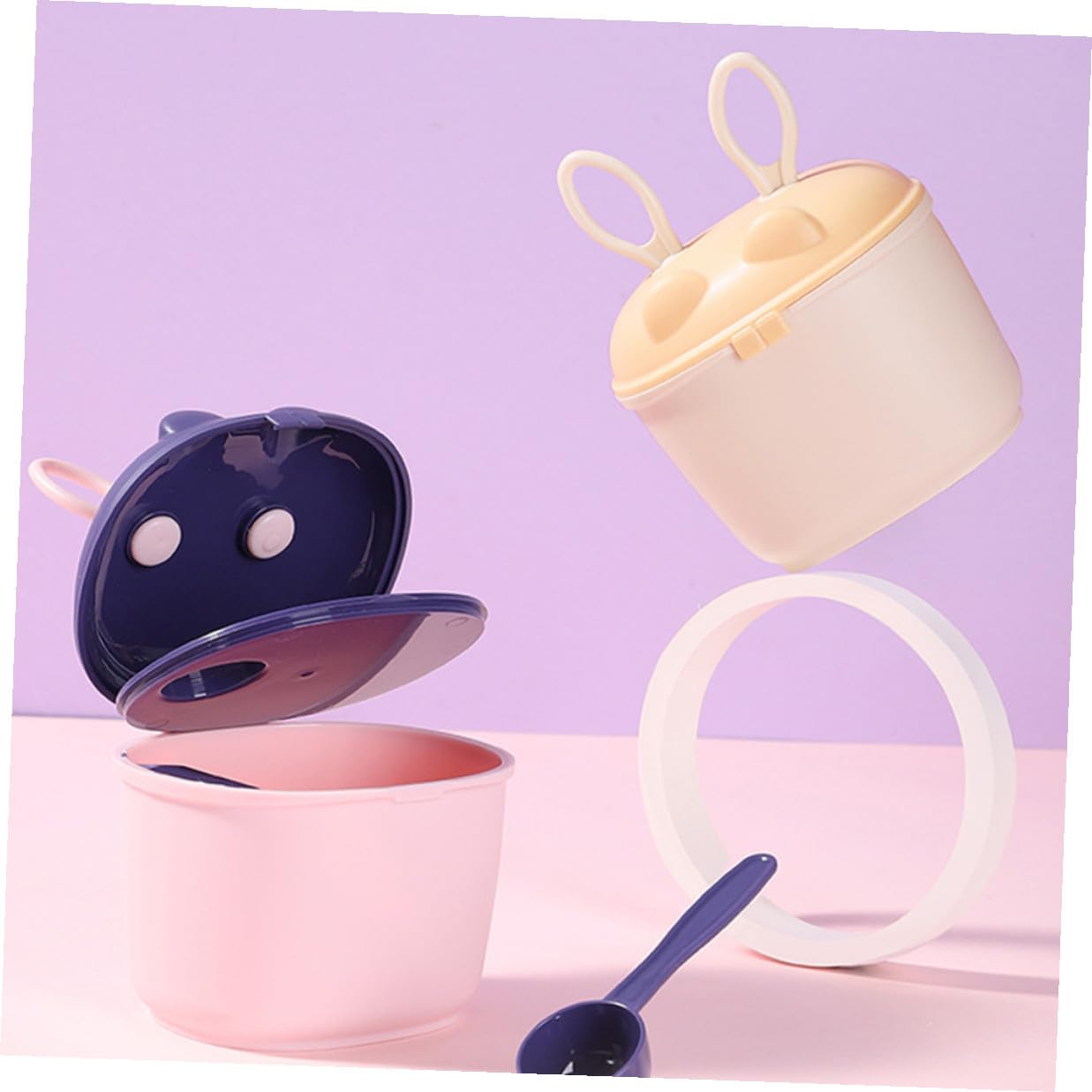 2pcs Portable Milk Powder Box with Strong Sealing Airtight Formula Dispenser for Travel Snack Container Go Feeding