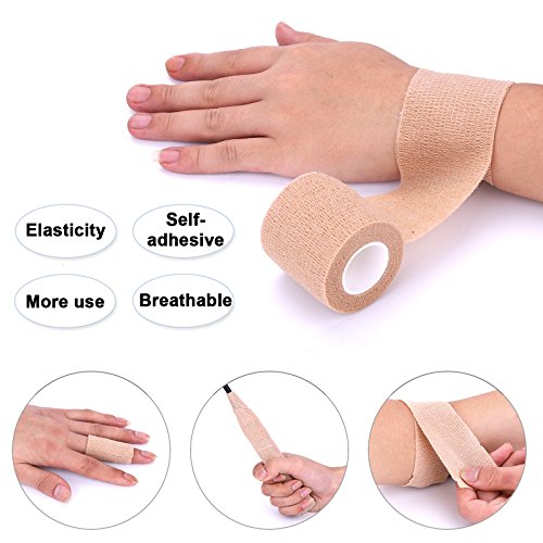 Self-Adhesive Cohesive Wrap Bandage Flexible Stretch Tape Athletic Strong Elastic First Aid Tape For Wrist, Ankle Sprains, Swelling 6 Packs, 1Inch X 5Yards #TOP4