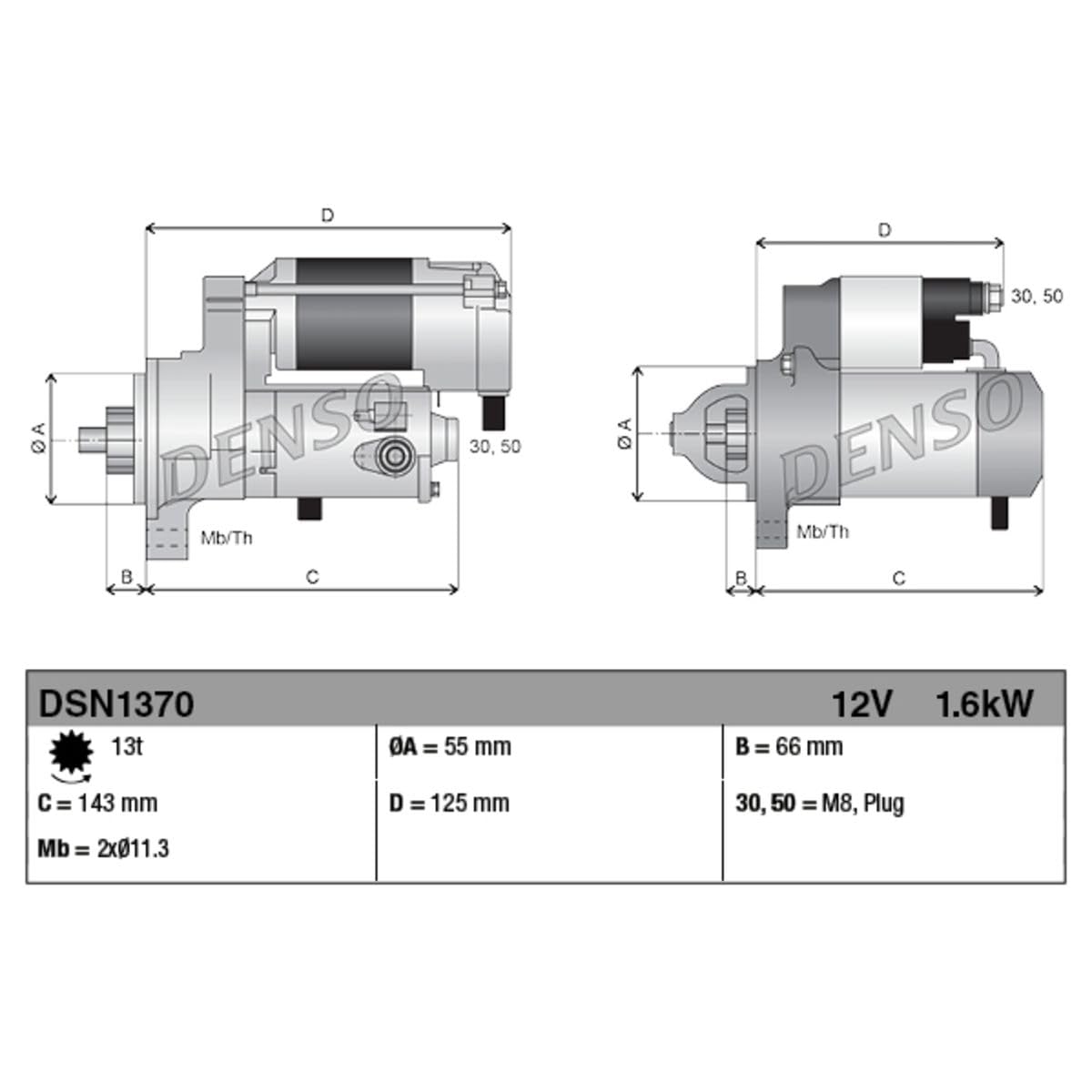 DENSO Motorino d'avviamento DSN1370 | Compatibile con: TOYOTA AVENSIS, AVENSIS Kombi, AVENSIS Stufenheck