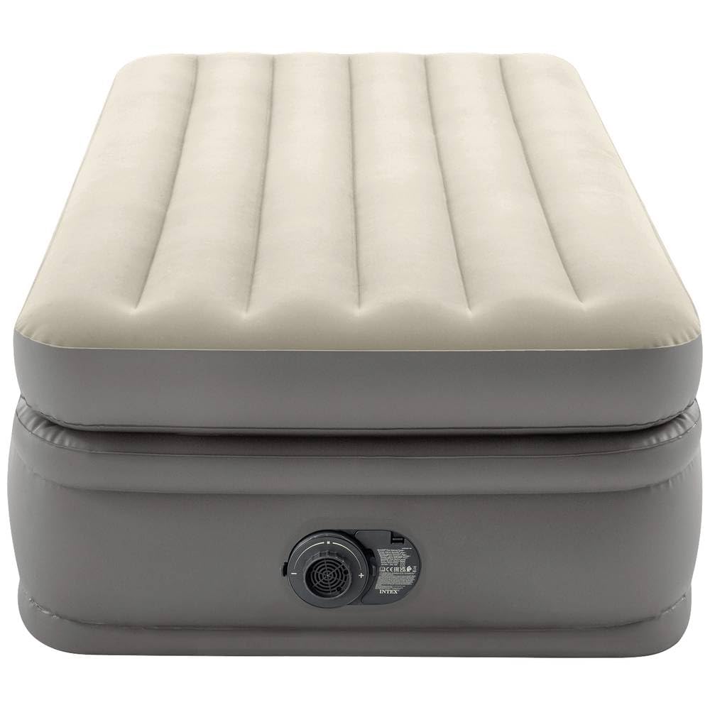 Intex 64162ND - Materasso Dura-Beam Prime Comfort Singolo, Con Pompa Elettrica Incorporata, 99x191x51 cm, Beige, Marrone
