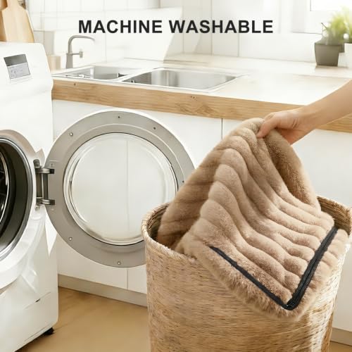 Image of FURTIME Dog Bed Medium Size Dog, Washable Orthopedic Pet Bed with Removable Cover, Rectangle Soft Calming Sleeping Puppy Bed Durable Pet Cuddler with Anti-Slip Bottom, Beige, M Plus (30 inchx24 inchx8 inch)