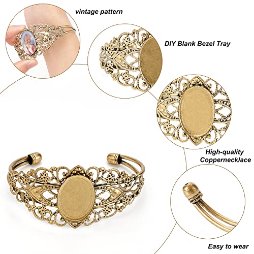 Bandeja de bisel para cabujones en pulsera de filigrana bronce antiguo DIY 5
