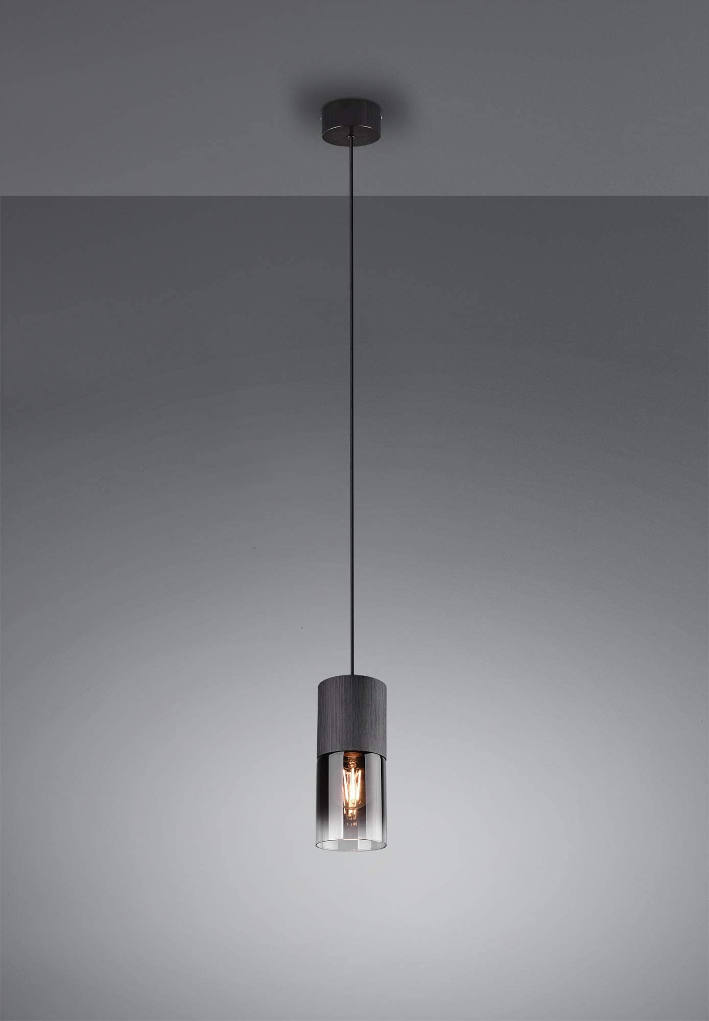 Trio Leuchten 310600132 Robin - Lampadario in vetro, colore: grigio fumo, 1 x E27 (non inclusa) lampadario 1 punto luce nero opaco