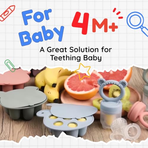 WeSweet Obst-Futterspender für Babys, Silikon-Fruchtfutterspender für Muttermilch, Eis am Stiel, Gefrierformen für Babyzahnen und Selbstfütterung