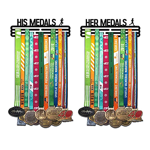 United Medals His & Her Medals Sport Medal Hanger Display | Matte Black Steel Medal Holder | Up To 60 Medals #TOP1