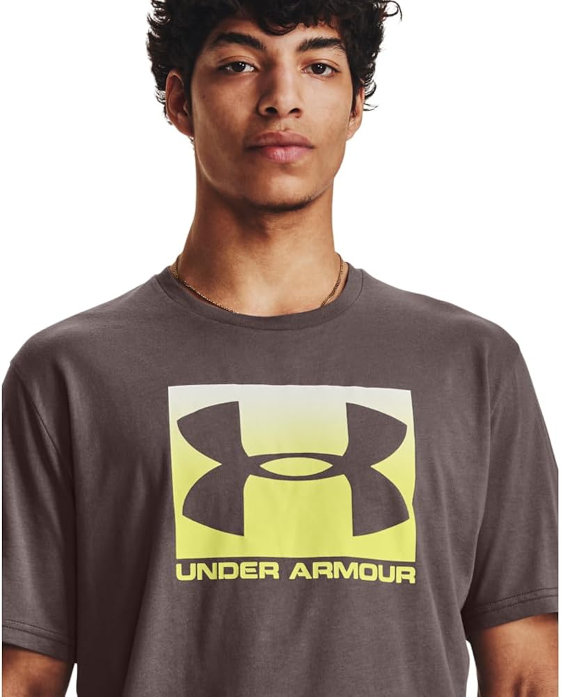 Under Armour Men's Boxed Sportstyle Short-sleeve T-shirt (057) Ash Taupe / White / Lime Yellow Small