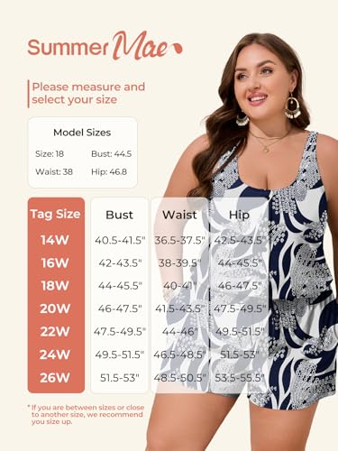 Image of Summer Mae Plus Size Swim Romper One Piece Swimsuit Women Blouson Bathing Suit with Pockets 2026 Modest Swimwear