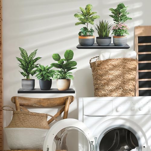 Image of Green Plant Wall Stickers, 3D Bonsai Tropical Betterfly Creative Vinyl Peel and Stick Removable Wall Art for Living Room Bedroom Home Office (Green Plant 7)
