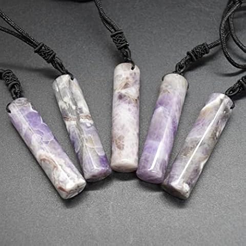 Chevron Amethyst Semi-Precious Pendant with Cord Cover