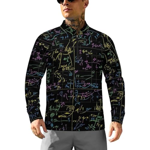 Math Formula Men's Sun Protection Shirts UV SPF UPF 50+ Long Sleeve Rash Guard Lightweight