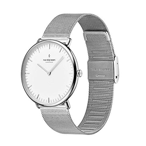 Nordgreen Unisex Native Scandinavian Silver Analog Watch 36mm with Silver Mesh Strap...