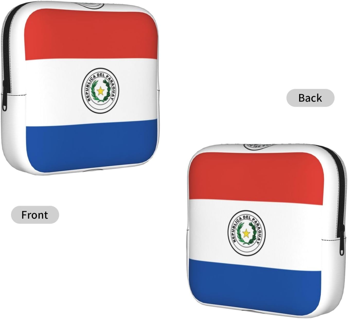 Paraguay-Flag Portable Period Pad Pouch for Women, Sanitary Napkin Storage Bag with Zipper for Outdoor Use image 2