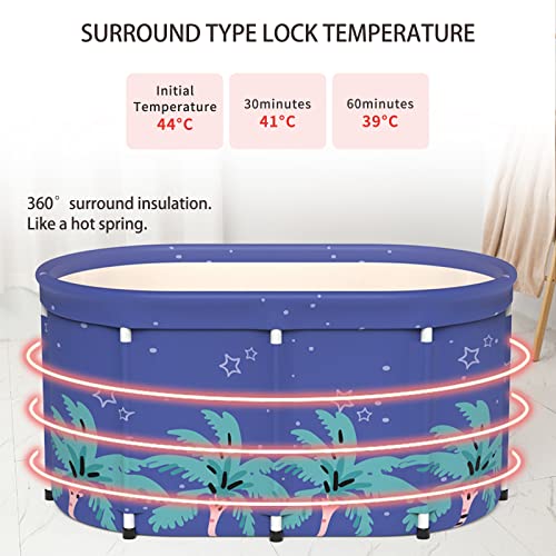 Hotmax Portable Bathtub For Adults, 43 Inch Large Foldable Bathing Tub Kit, Thickening With Thermal Foam To Keep Temperature, Separate Family Bathroom Spa Tub,Blue #TOP1