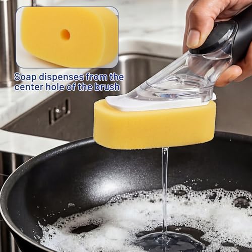 Image of Sponge Brush Refills for OXO Dish Brush 6 Pack Soap Dispensing Dish Refills | Scrub Replacement Sponge Heads for Soap Dispensing Dish Wand Scrubber, Easily Cleans Pots, Pans, Kitchen Sink