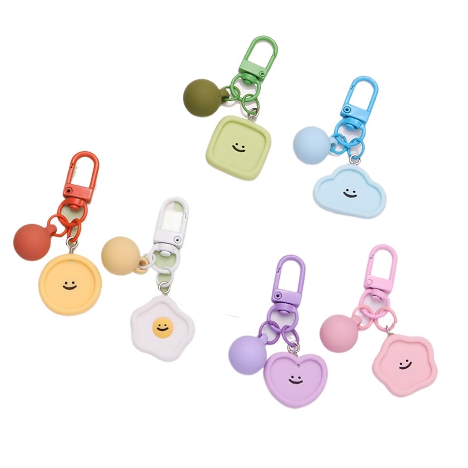 6 llaveros de resina con forma cara sonriente, corazón, flor, nube, bolsa, colgante, accesorios bricolaje, color caramelo, decoración, joyería Para Hombres