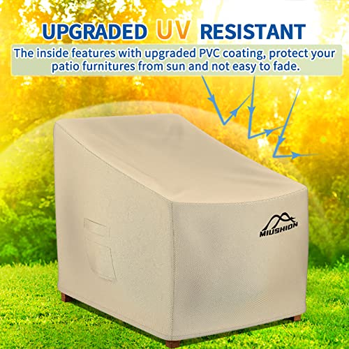 Miushion 2 Pack Patio Chair Covers, 40" W x 40" D x 36" H Heavy Duty 600D Outdoor Deep Seat Lounge Club Chair Cover, Waterproof UV Resistant Outdoor Patio Chair Furniture Cover, Beige by Miushion - Used condition - Image 5