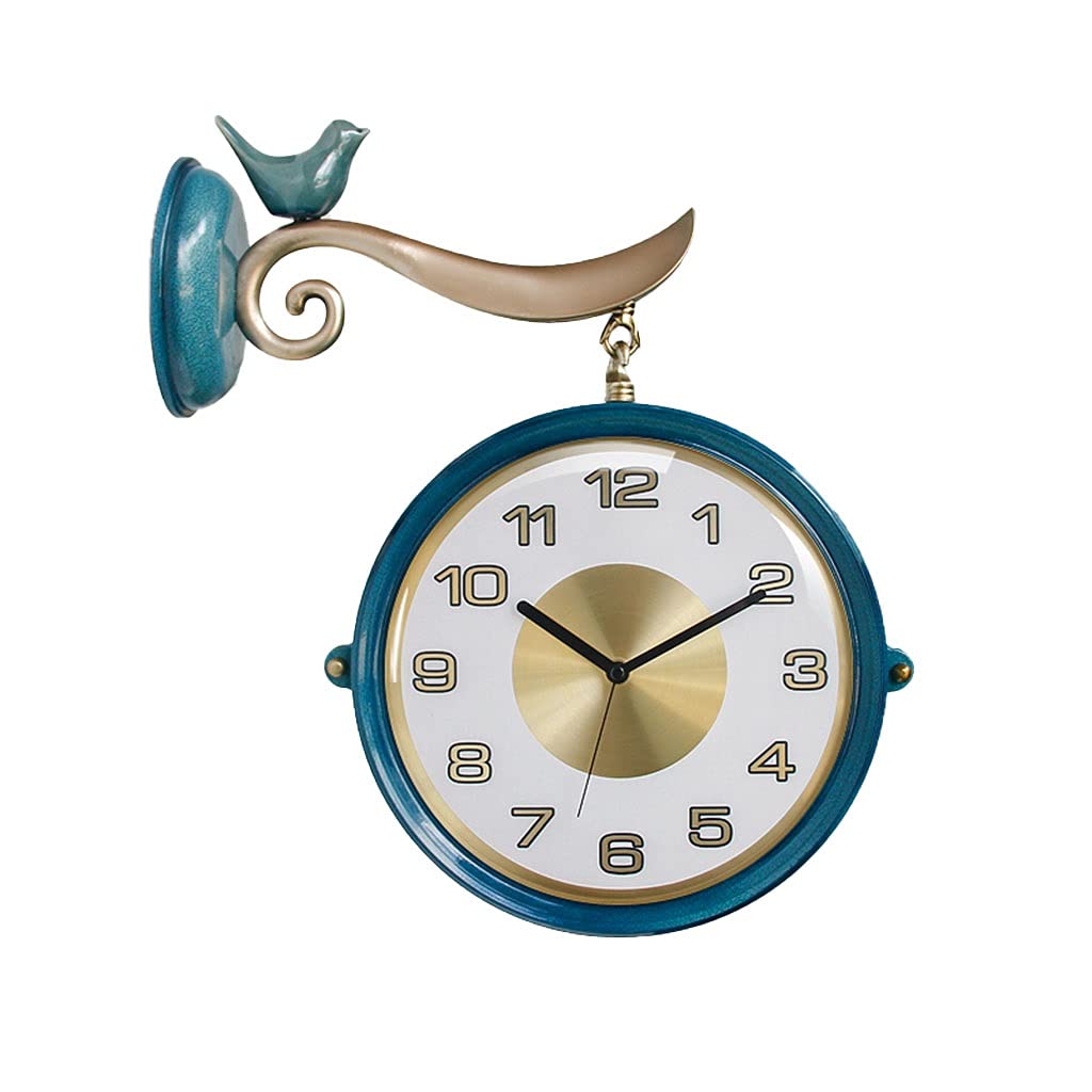 MYUYEE Wall Clocks 9.84 Inch Double-Sided Clock Modern Home Kitchen Offi Living Room Bedroom Decoration Mute Battery Powered Quartz Silent,B (C)