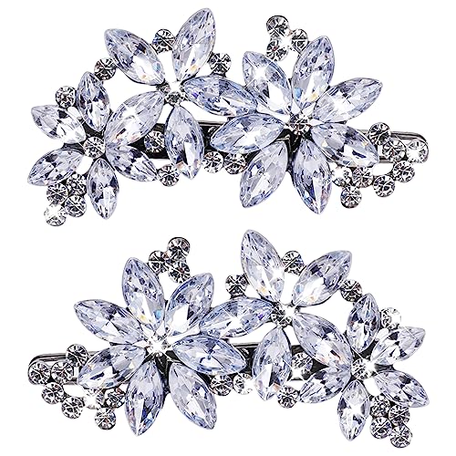 Teaaha - Lot de 2 barrettes à cheveux en strass, fleur de mariage, pince à cheveux argentée, pour mariée et demoiselle d'honneur