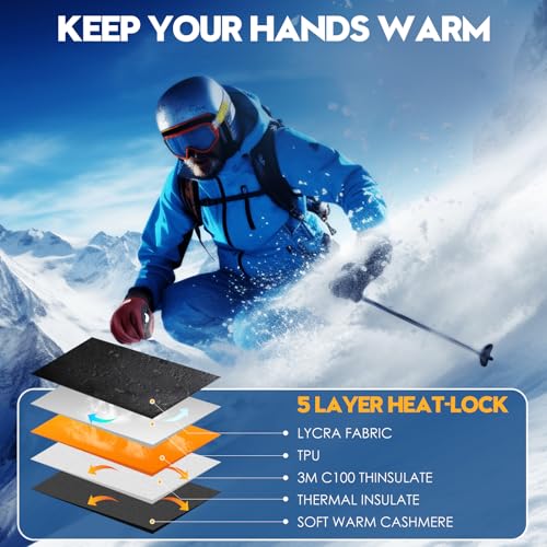 Image of Bruvoalon Winter Gloves for Women & Men, 3M Thermal Insulation, Lycra Fabric, Touchscreen, Anti-Slip