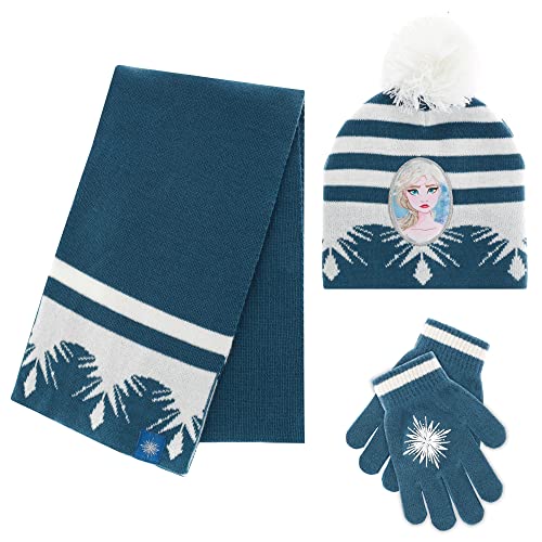 Disney Frozen Kidâ€™s Winter Hat, Snow Gloves, and Scarf for Girls, 3 Pc. Set, Plush Warm Outdoor Comfort Includes Gift Box