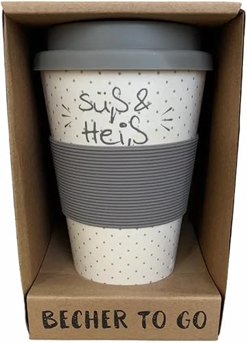 ProductJK Eco-mug thermal mug Becher to go for coffee and tea made of bamboo fibers Refillable 118 Fl Oz