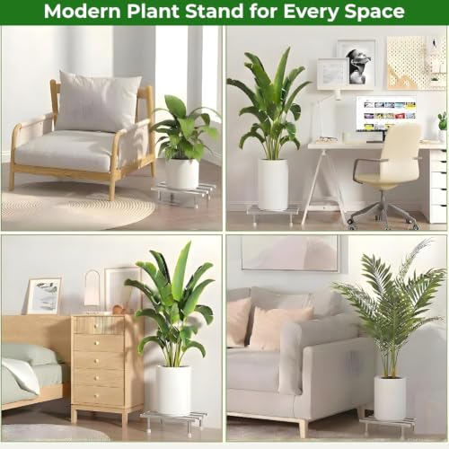 Image of Dolin Decor Stainless Steel Plant Stand Rust Proof Heavy Duty Flower Pot Holder for Indoor Outdoor Balcony Garden - Planter Stand 80kg Capacity (Silver 84, Set of 2)