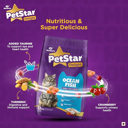 Mankind PetStar Adult Cat Food – Ocean Fish Flavour (1 KG) | Complete Nutrition with Taurine & Omega for Urinary, Digestive & Heart Health - Image 4