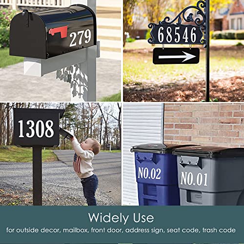 Reflective White 4" Mailbox Numbers Sticker Decal Die Cut Rustic Style 2 Sets Premium Vinyl Numbers Self Adhesive For Mailbox, Signs, Window, Door, Cars, Trucks, Home, Business, Address Number #TOP2