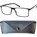 Produktbild Klassische Nerd Lesebrille mit großen rechteckigen Gläsern - mit GRATIS Brillenetui und Brillenputztuch, TR90 Kunststoff Rahmen (Schwarz), Lesehilfe Herren und Damen +1.5 Dioptrien