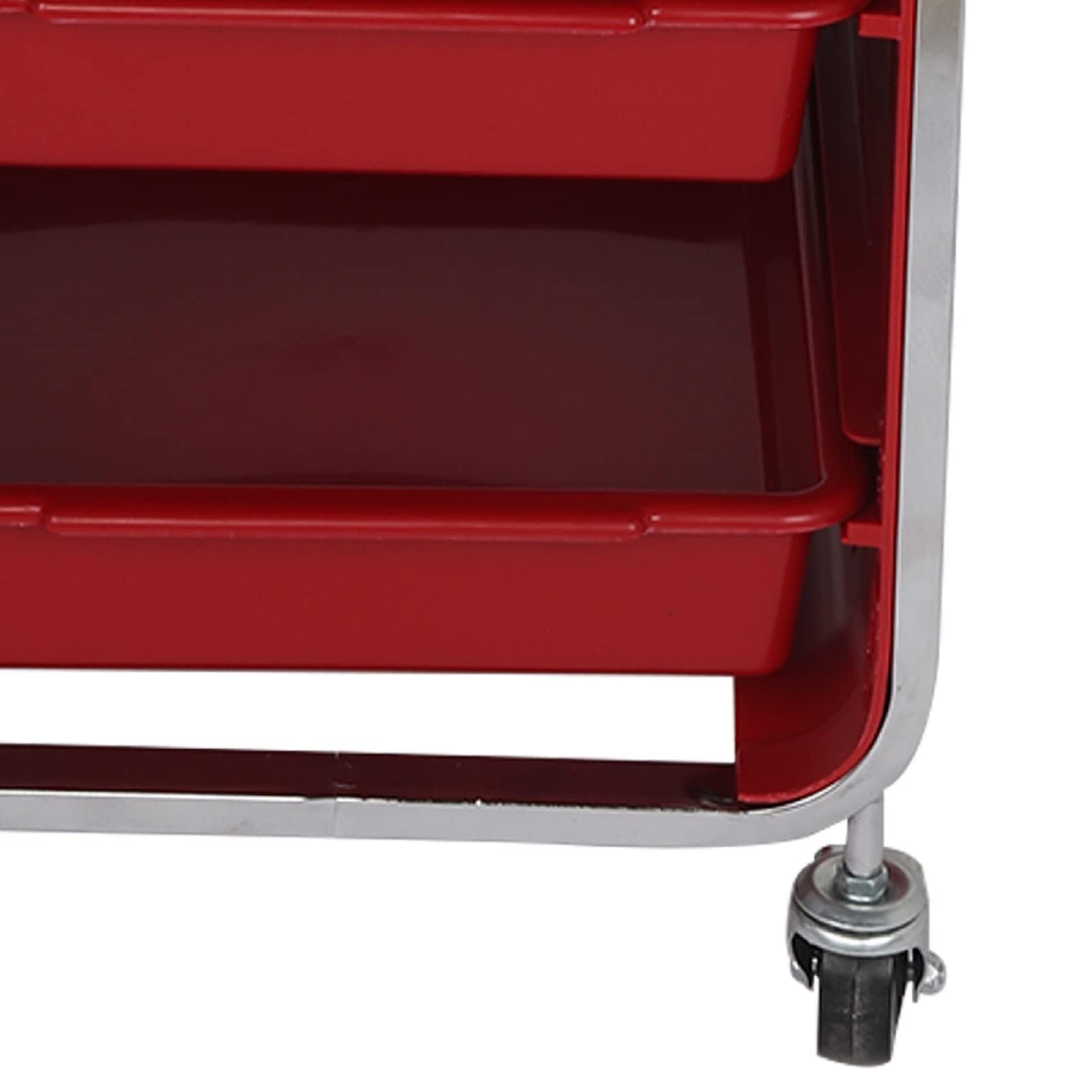 Carrello da parrucchiere a 6 ripiani con 5 cassetti e ruote per salone di bellezza (rosso)