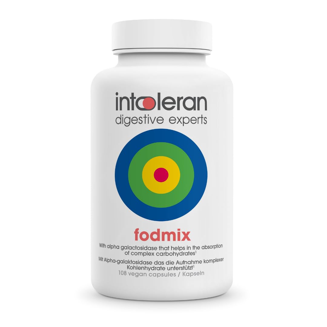Intoleran Fodmix (Quatrase) Verdauungsenzyme – 108 Kapseln | Hochdosiertes Nahrungsergänzungsmittel bei FODMAP-Unverträglichkeit | Hilft bei der Verdauung von Laktose und komplexen Kohlenhydraten* | R