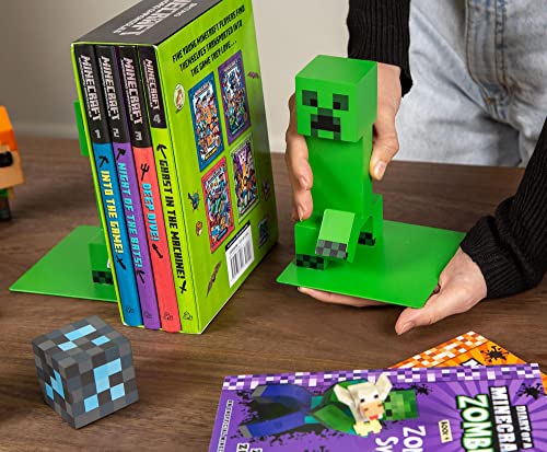 Minecraft 6-Inch Creeper Bookends, Set Of 2 | Bookshelf Decor Room Essentials, Storage Organizer For Shelves And Desktops, Book Stoppers | Video Game Gifts And Collectibles #TOP4