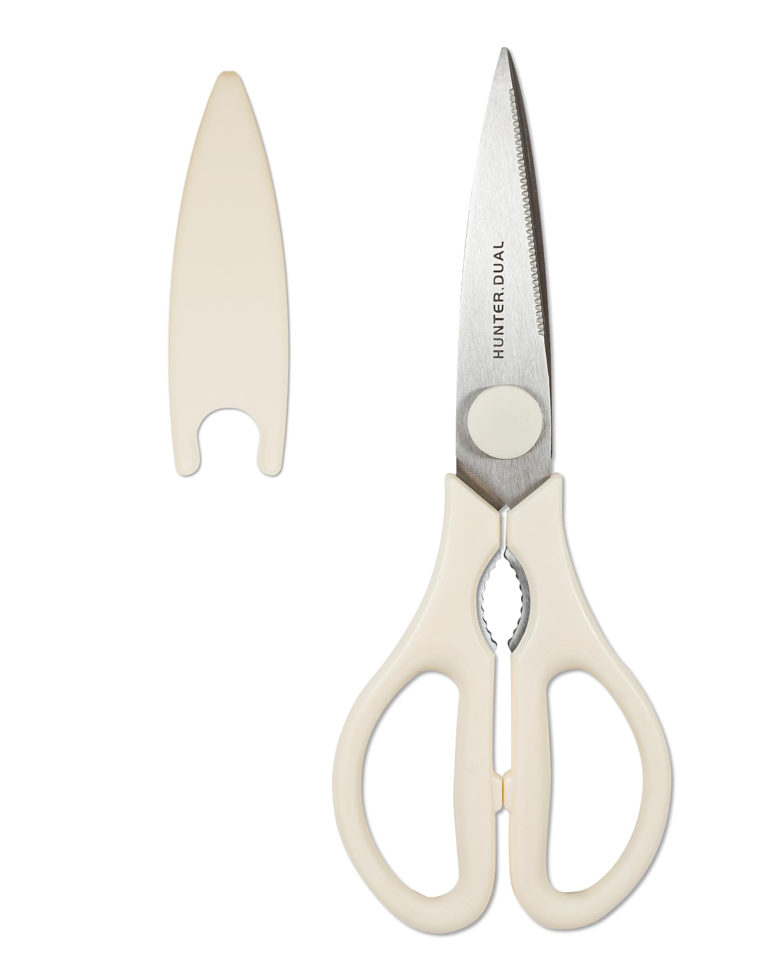 Kitchen Scissors for Food, HUNTER.DUAL Heavy Duty Poultry Shears for Cooking, Multipurpose for Cutting Chicken, Meat, Fish and Vegetables (Cream, 8.25 inches)