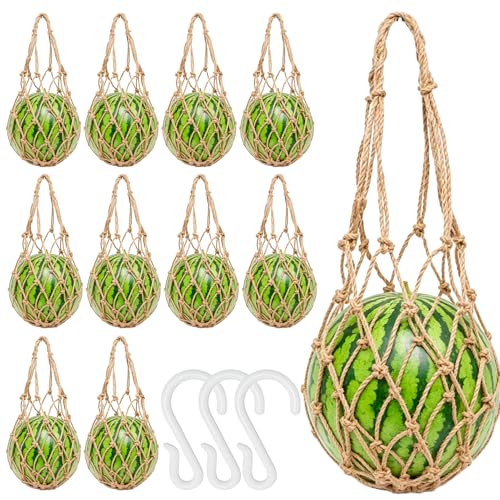 10 Packs Jute Melon Hammocks for Trellis, Watermelon Holder for Garden