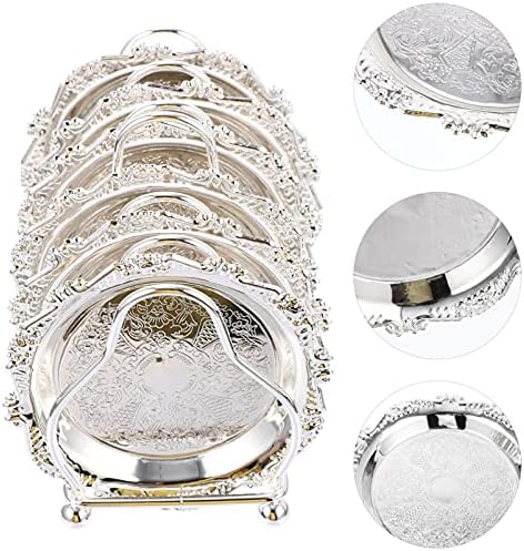 NUOBESTY 1 Set Metal Serving Dish with Storage Rack Snack Platter With Drying Rack Silver Fruit Tray Dinner Plate Tableware Organizer Holder for Home Wedding Party Silver