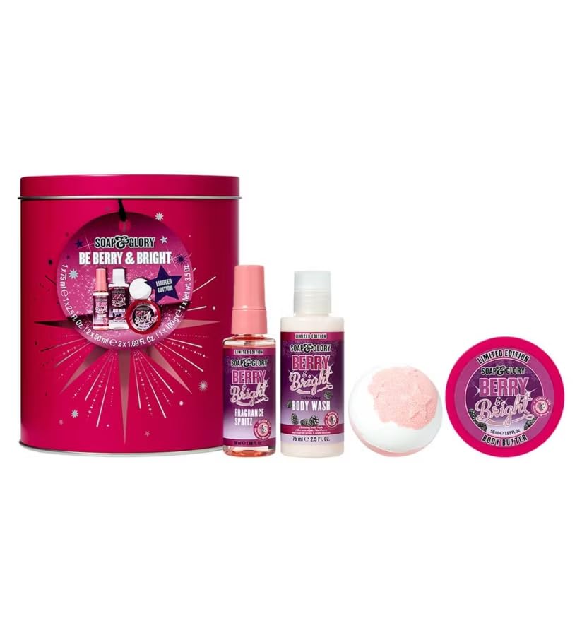 Soap & Glory Be Berry and Bright 4-Piece Gift Set, Body Butter, Shower Gel, Hand Cream, Lip Balm - Image 2