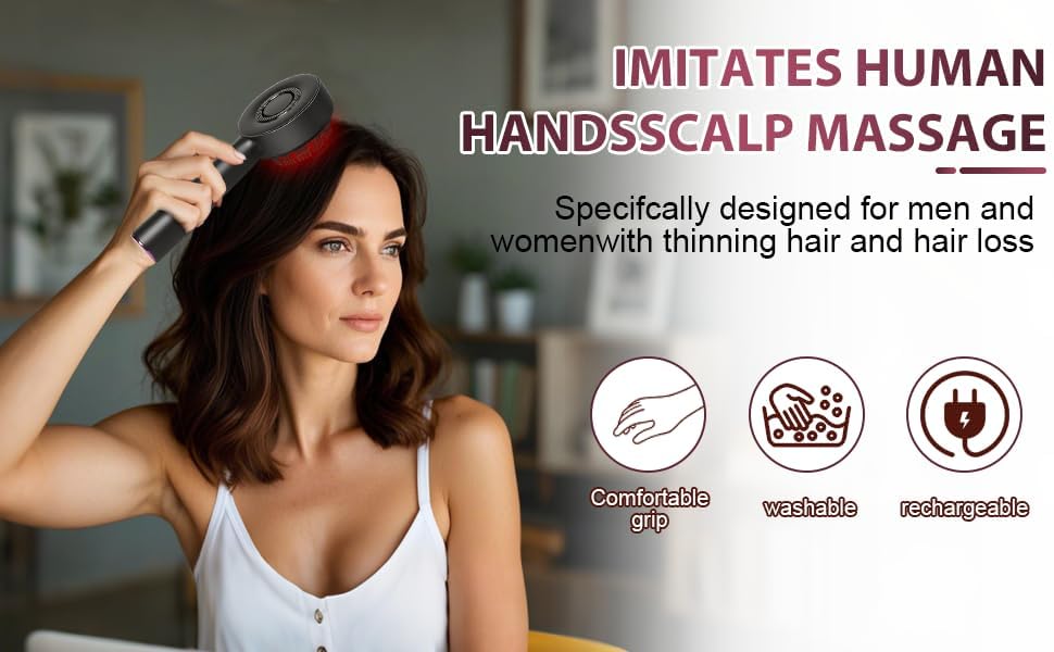 Image of BINSBARRY Premium Head Scalp Electric Massager Comb | Scalp Massaging Brush with 3 In 1 Hair Oil Applicator | IPX7 Water Resistant,Portable Deep Massager For Hair & Head Relaxation at Home | Shiatsu Massage for Hair Growth /Stress Relax (Multicolor)