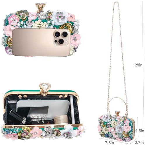Image of BBTT.ful Women Clutches Flower Evening Handbag Chain Strap Shoulder Bag handbag Wedding bag purse