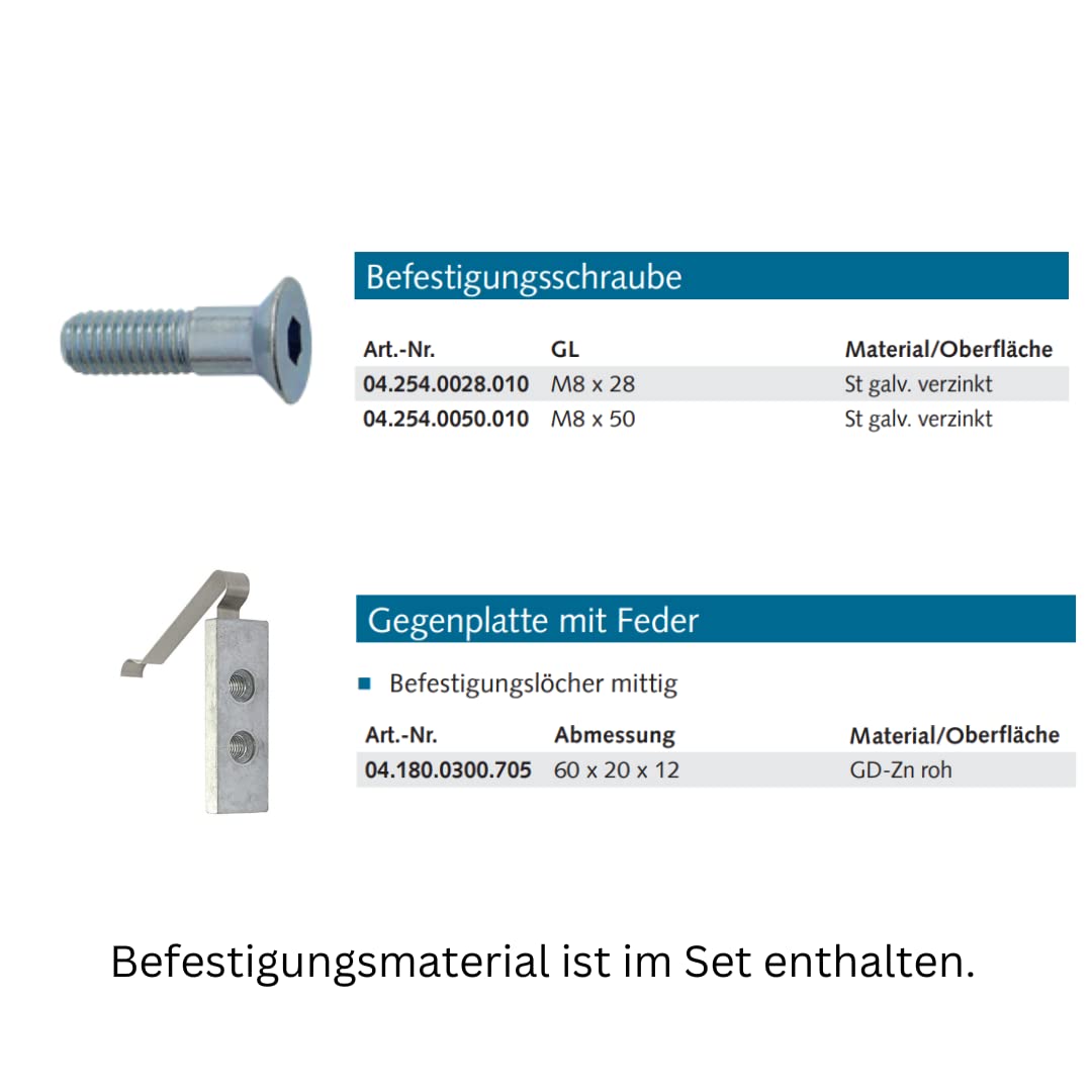 WSS Aluminium-Türband 2-teilig – Art.-Nr. 04.250.1863.114 | E6/C-0 silber eloxiert, Drehpunkt 18/Achse 63 mm, DIN links/rechts verwendbar, Türscharnier für Metall- & Aluminiumtüren