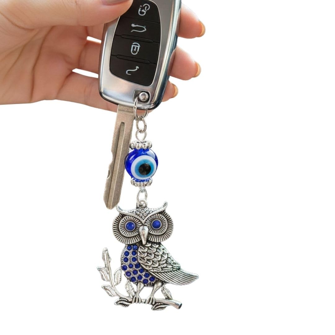 Original Silver and Blue Color Evil Eye Keychain For Bike/Car Gifting With Key Ring Anti-Rust (Pack of 1)